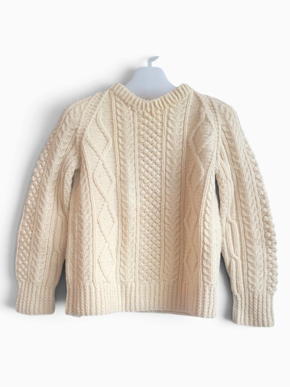 Kennedy of Ardara Irish Aran Fisherman Sweater S 100% Wool Hand Knit Vintage